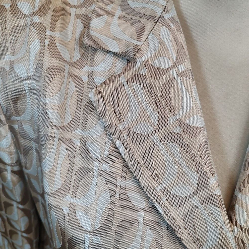 Kay Unger NY Blazer 14 Damask Ivory/Blue Vintage Suit‎ Jacket Y2K Leather Belt - Picture 2 of 11